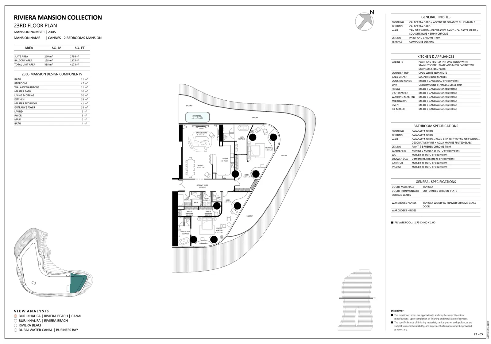 Floor plan for Unit 2305