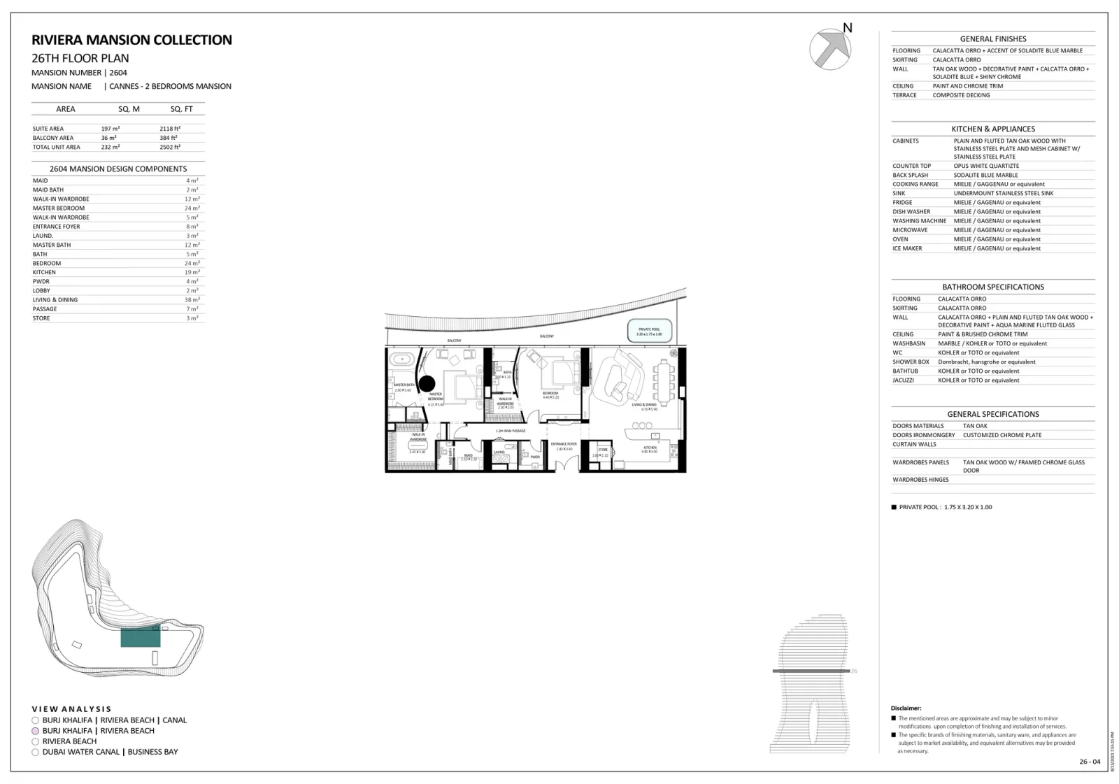 Floor plan for Unit 2604