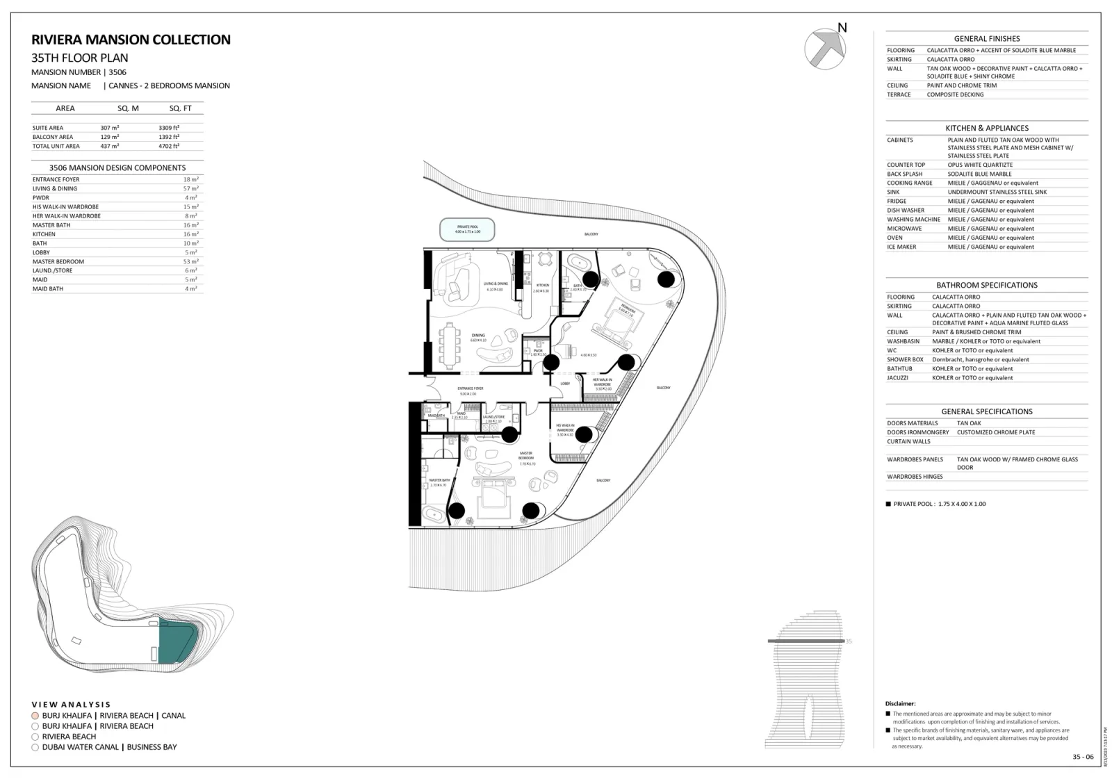 Floor plan for Unit 3506