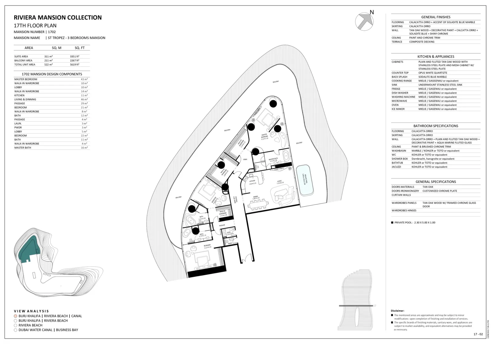 Floor plan for Unit 1702