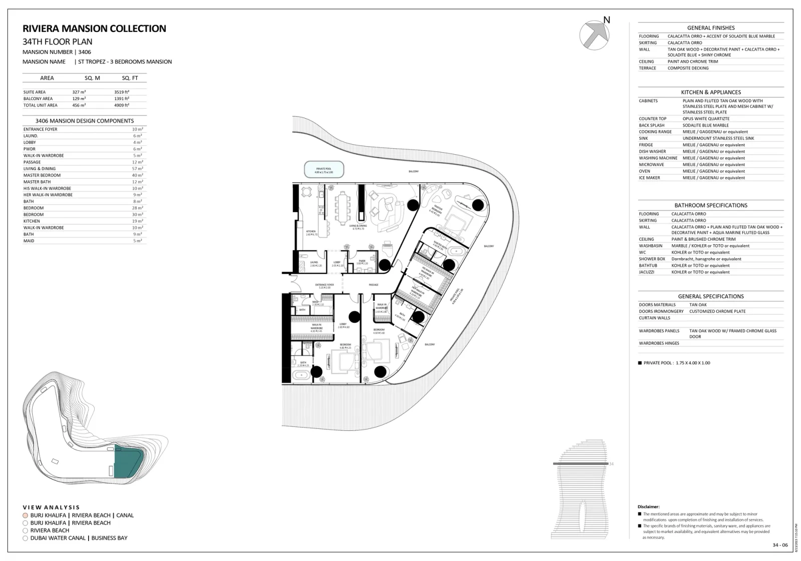 Floor plan for Unit 3406