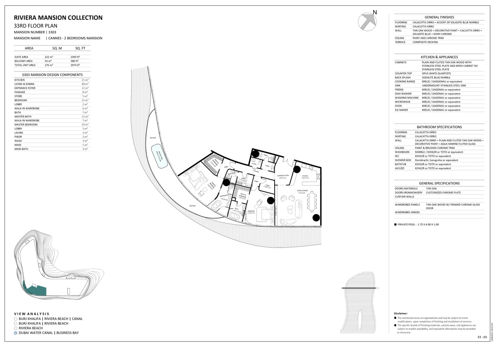 Floor plan for Unit 3303