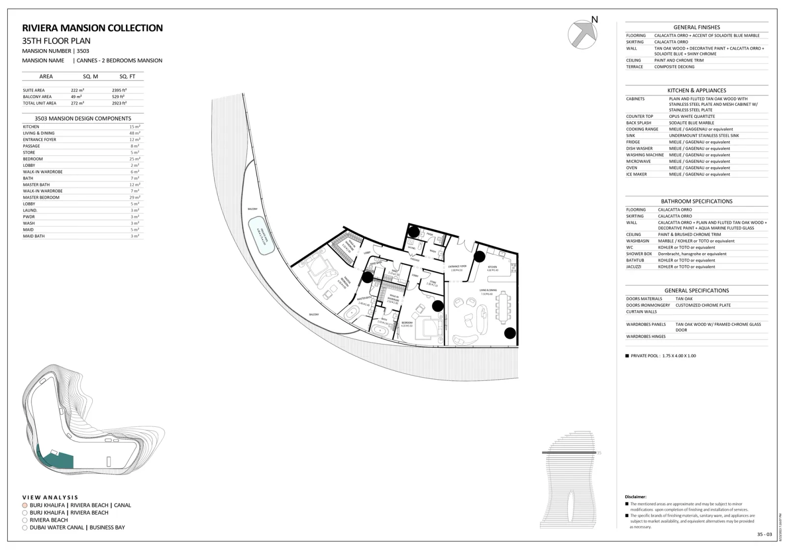 Floor plan for Unit 3503