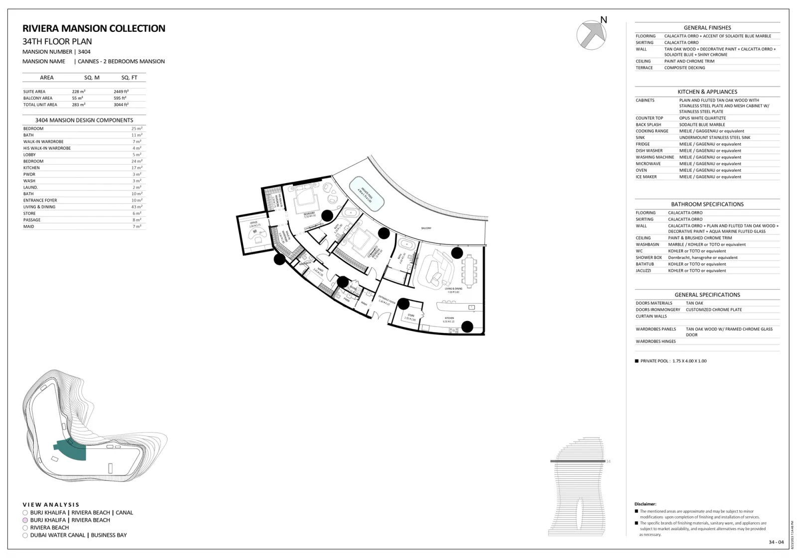 Floor plan for Unit 3404