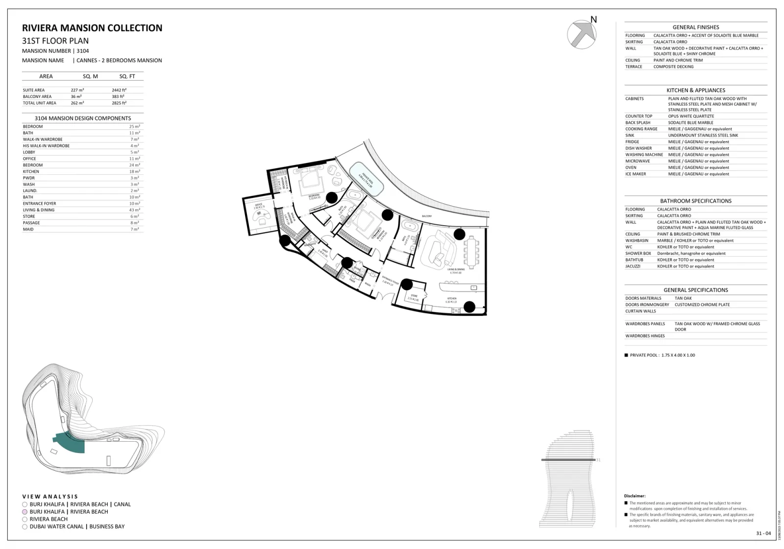 Floor plan for Unit 3104