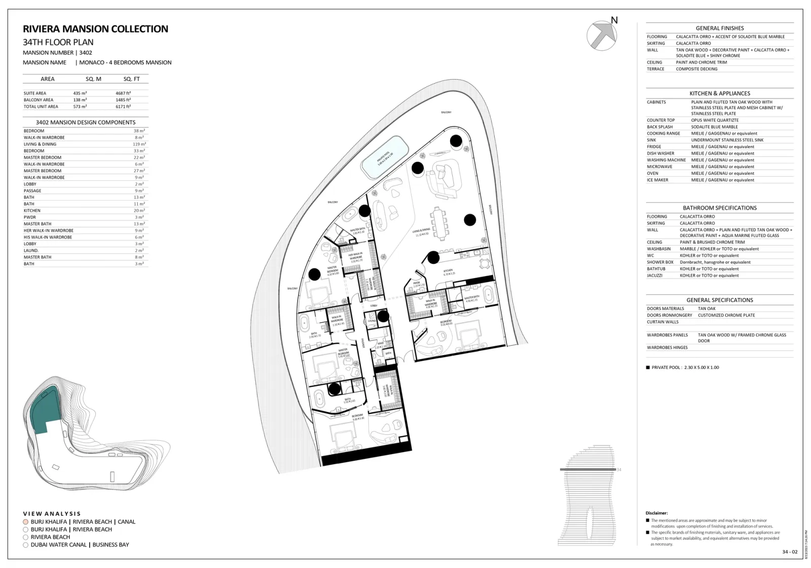 Floor plan for Unit 3402