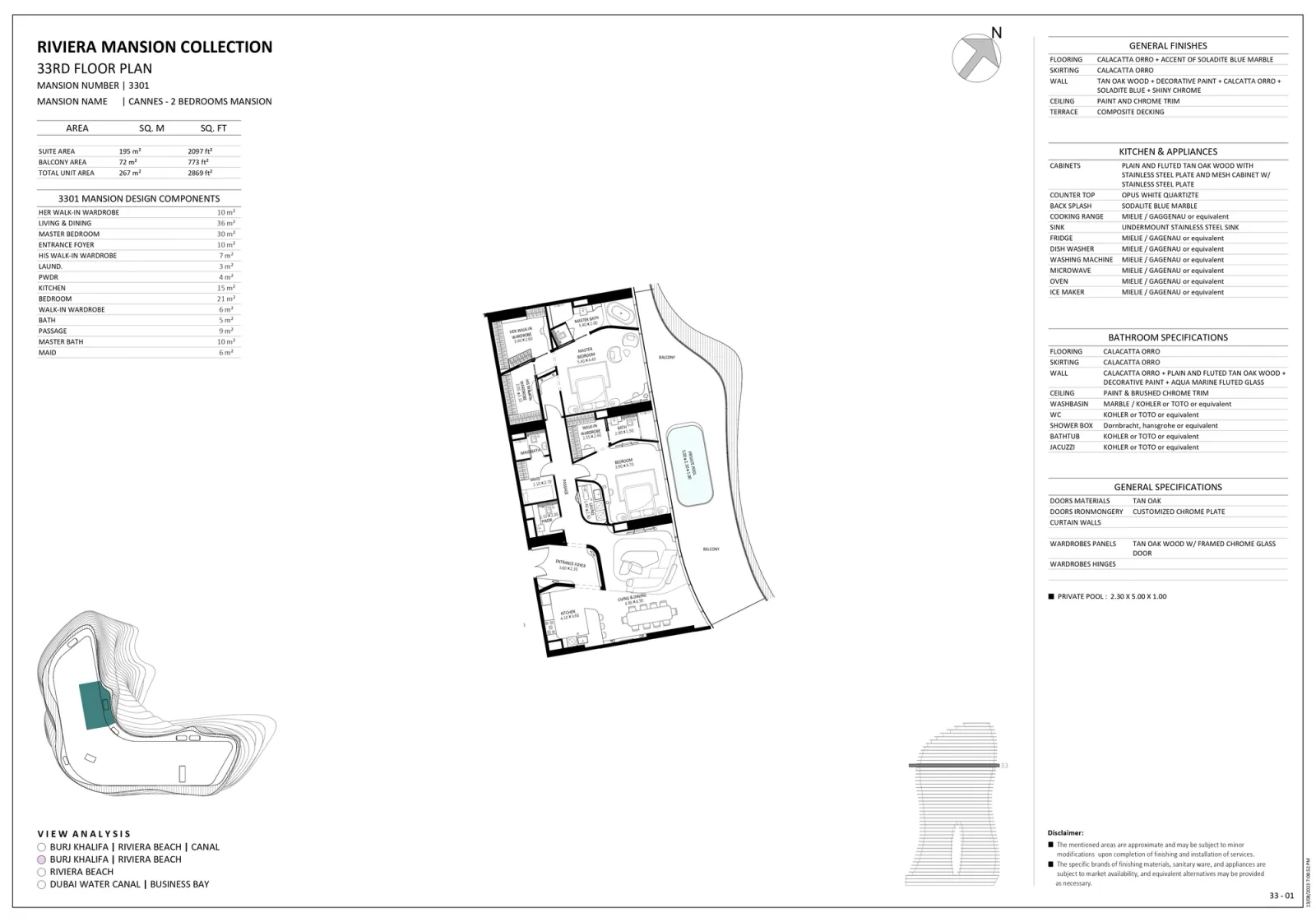 Floor plan for Unit 3301