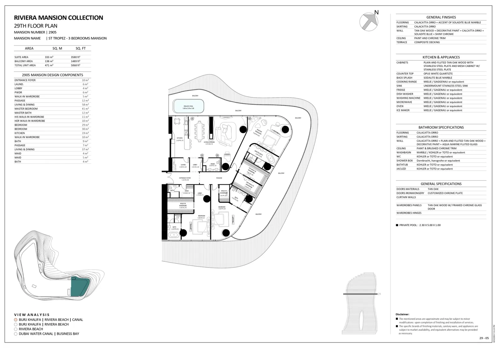 Floor plan for Unit 2905