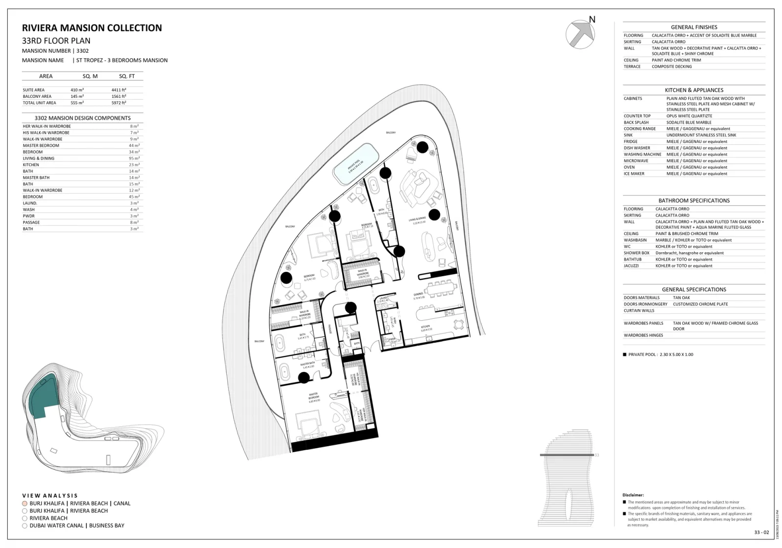 Floor plan for Unit 3302