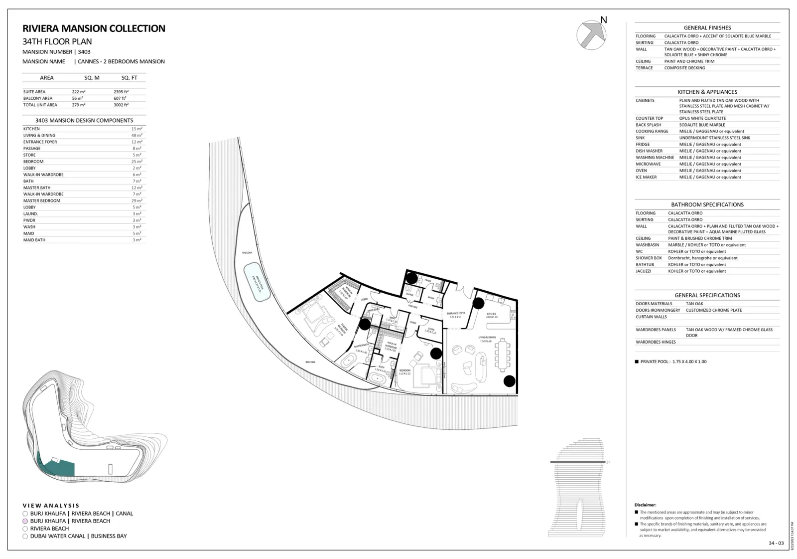 Floor plan for Unit 3403