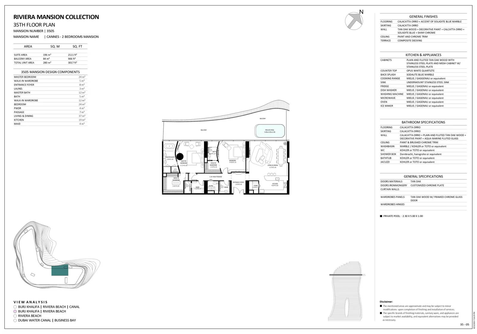 Floor plan for Unit 3505