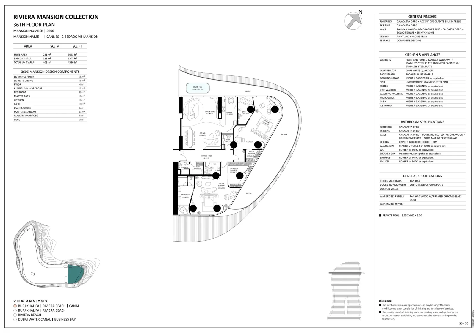 Floor plan for Unit 3606