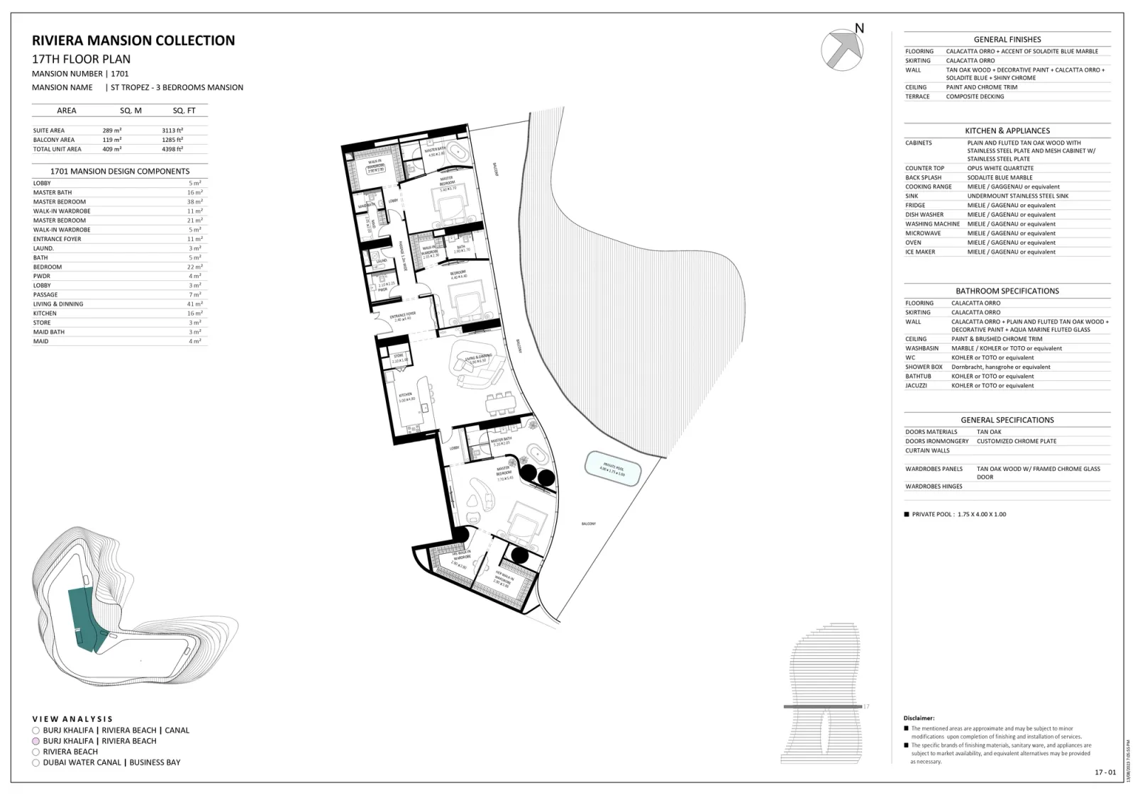 Floor plan for Unit 1701