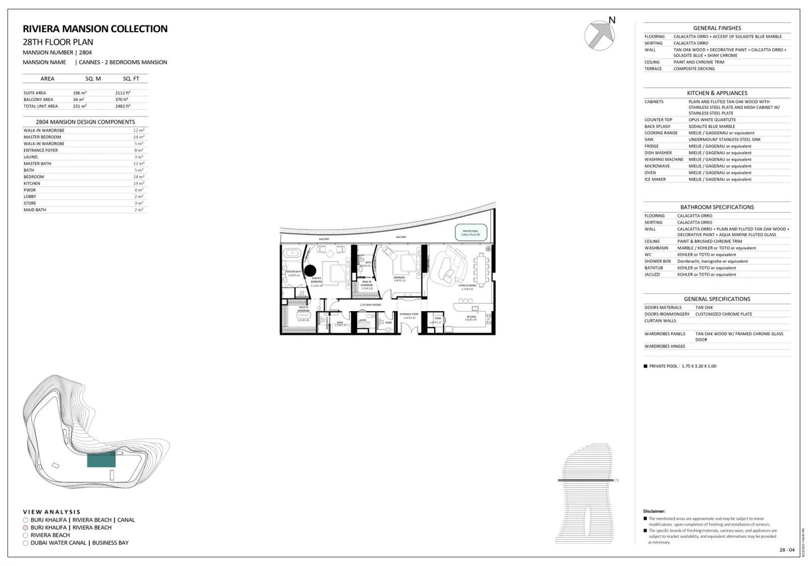 Floor plan for Unit 2804