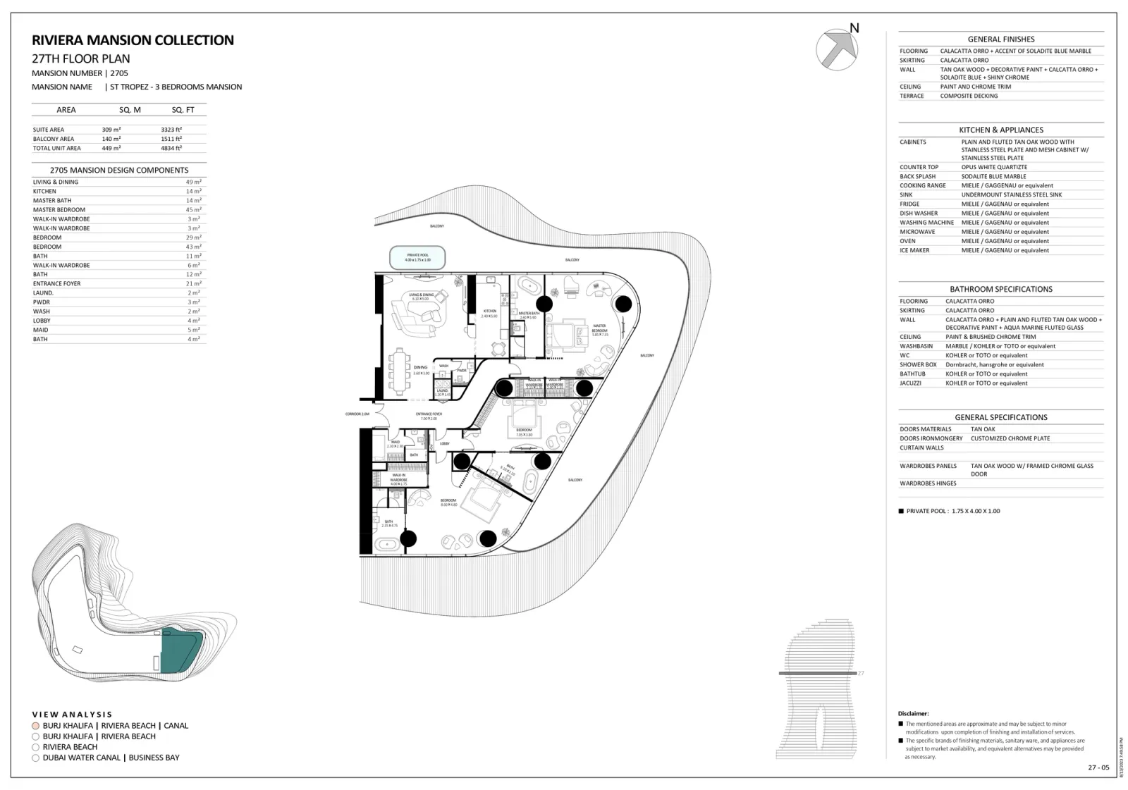 Floor plan for Unit 2705