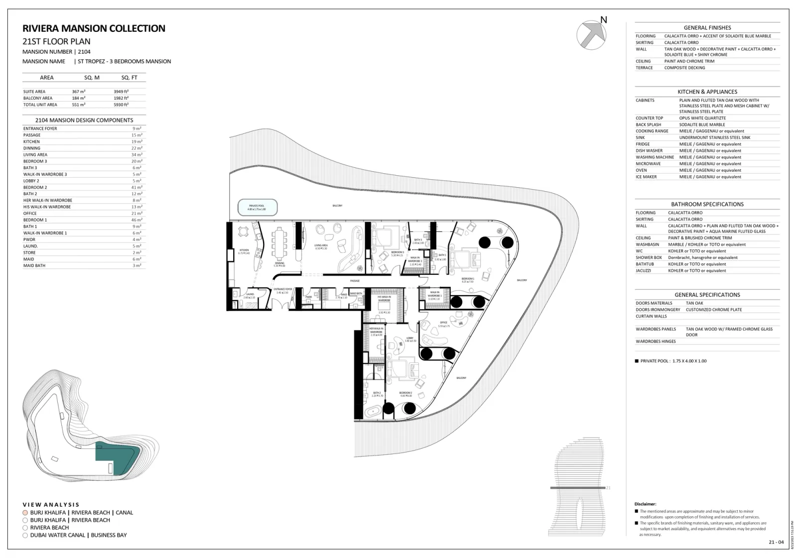 Floor plan for Unit 2104