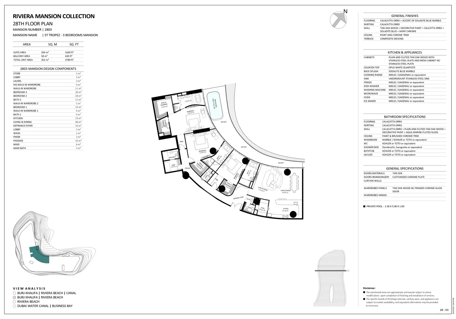 Floor plan for Unit 2803