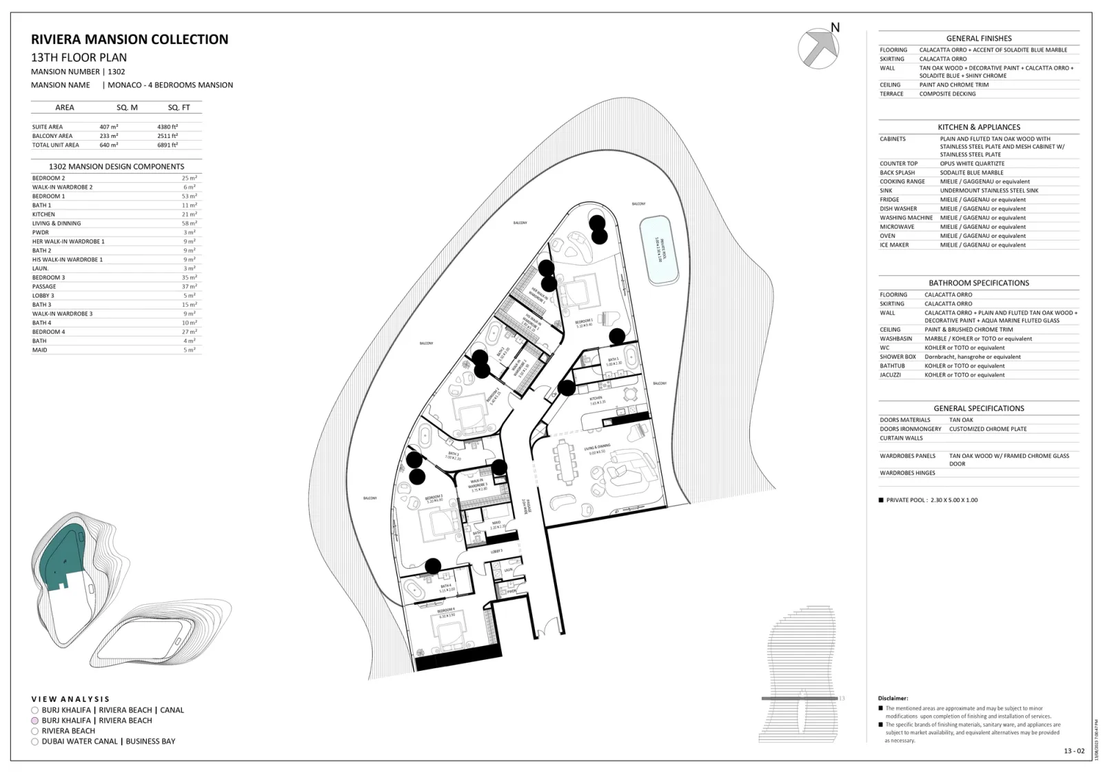 Floor plan for Unit 1302