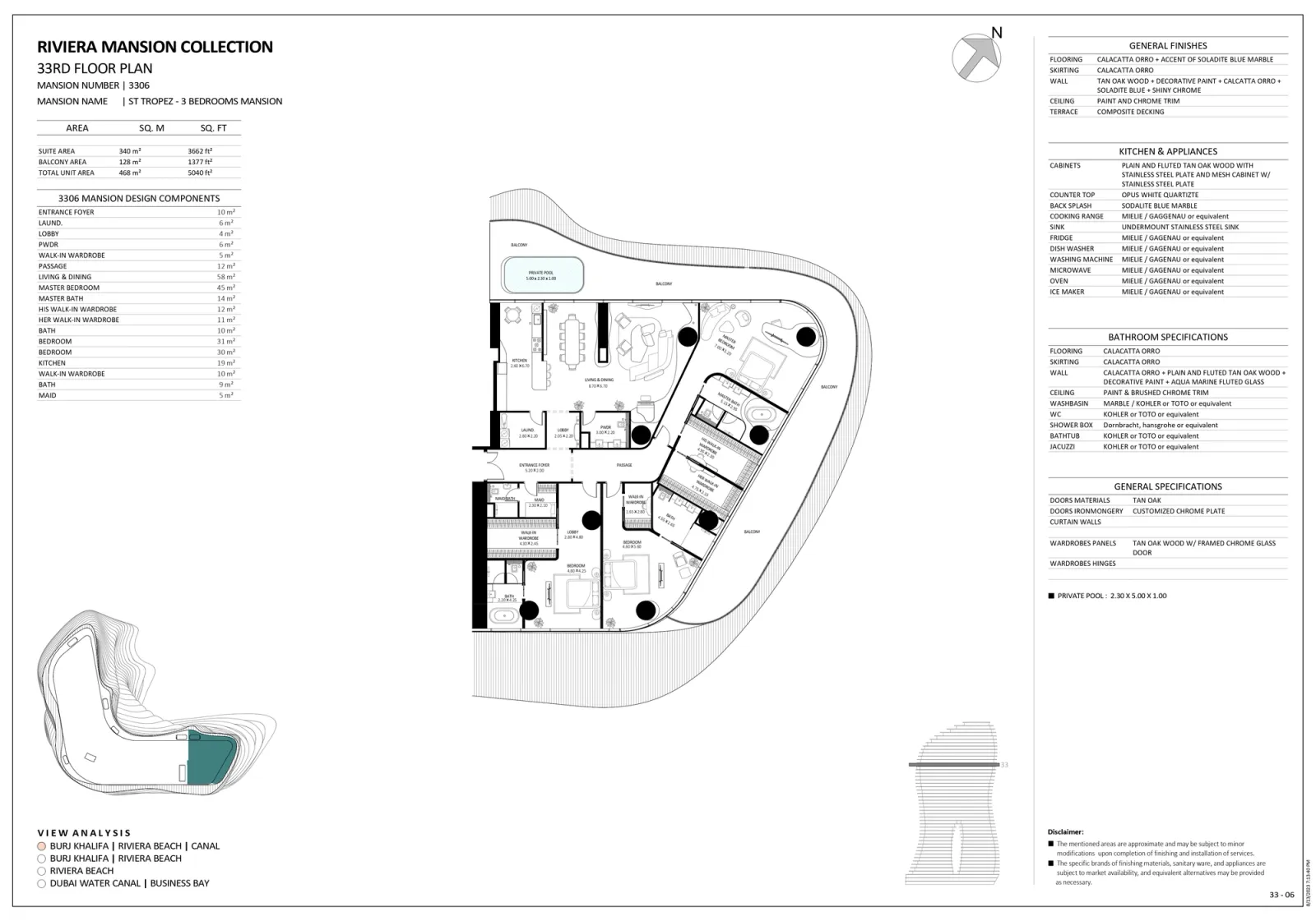 Floor plan for Unit 3306