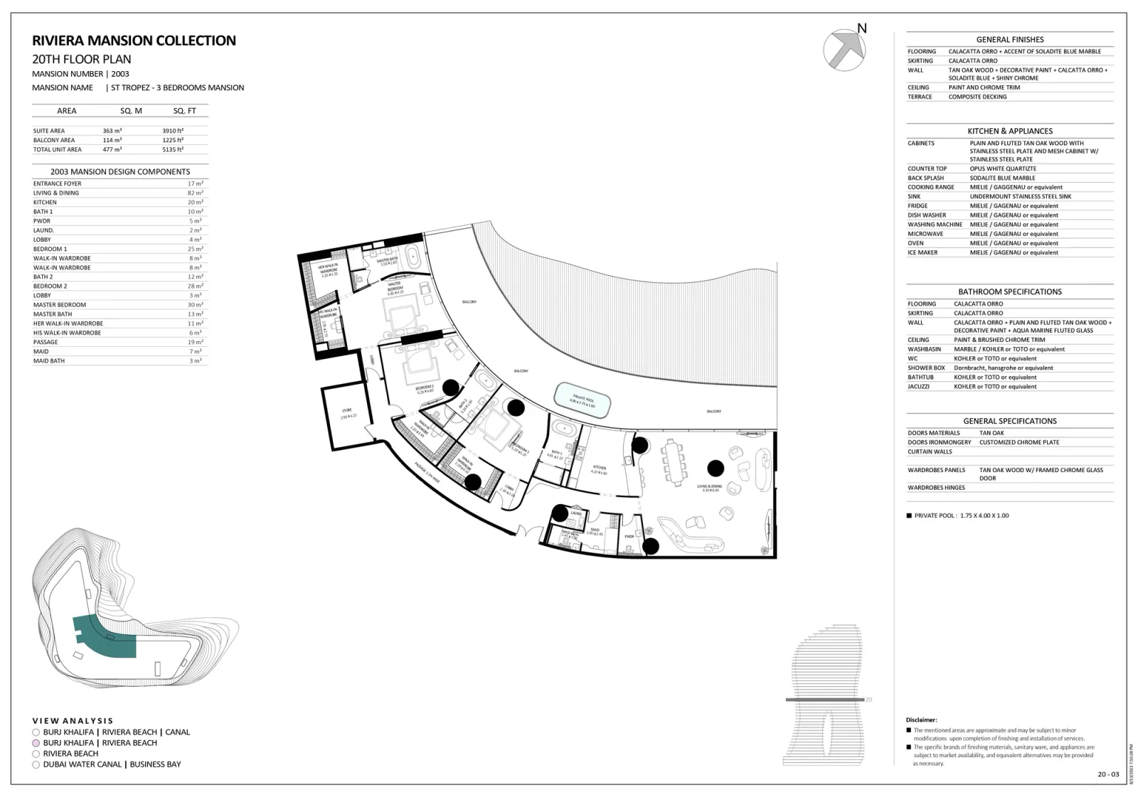 Floor plan for Unit 2003
