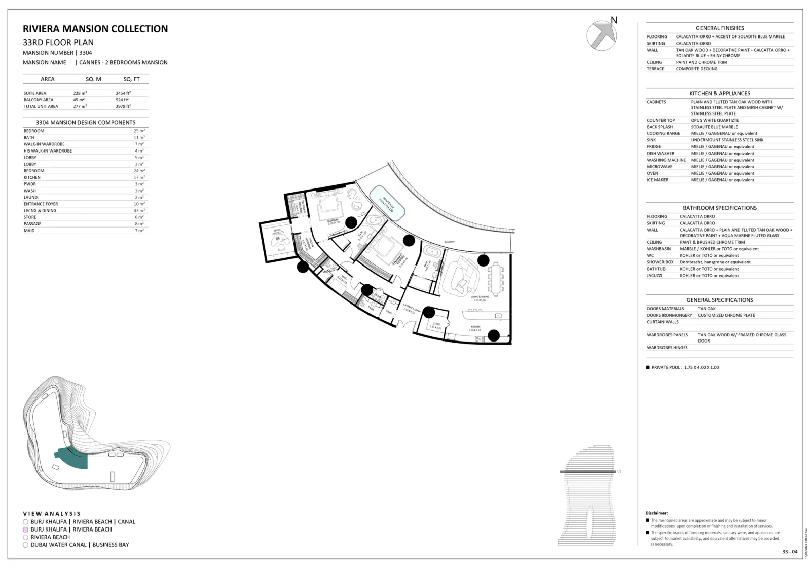 Floor plan for Unit 3304