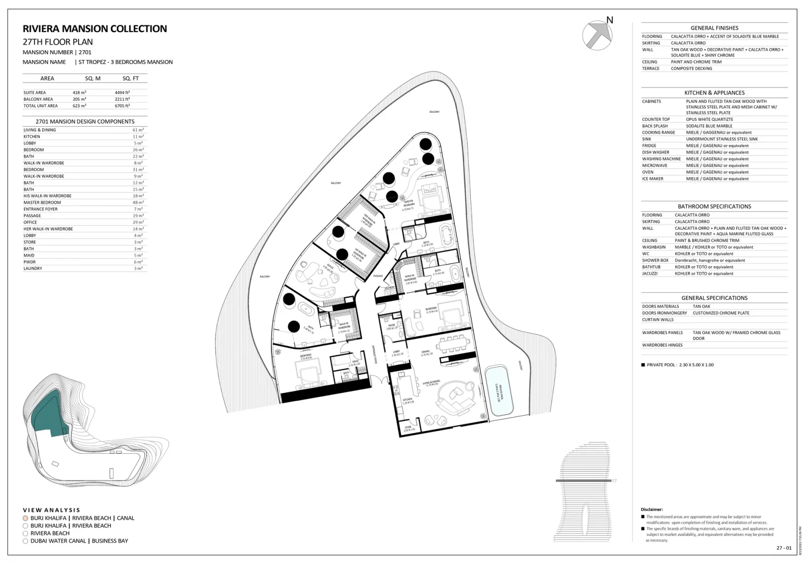 Floor plan for Unit 2701