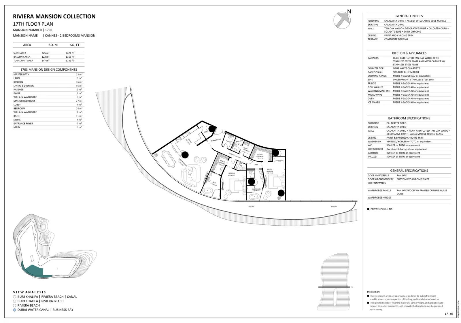 Floor plan for Unit 1703