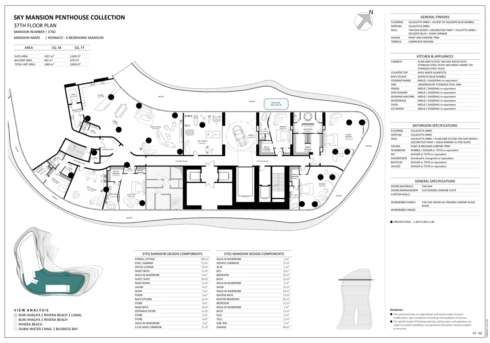 Floor plan for Unit 3702