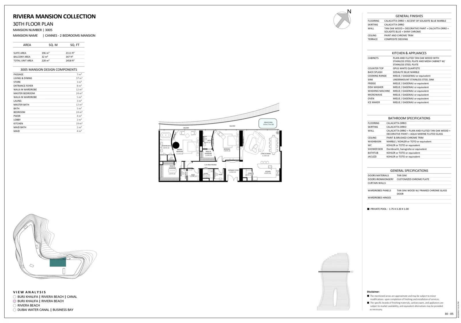 Floor plan for Unit 3005