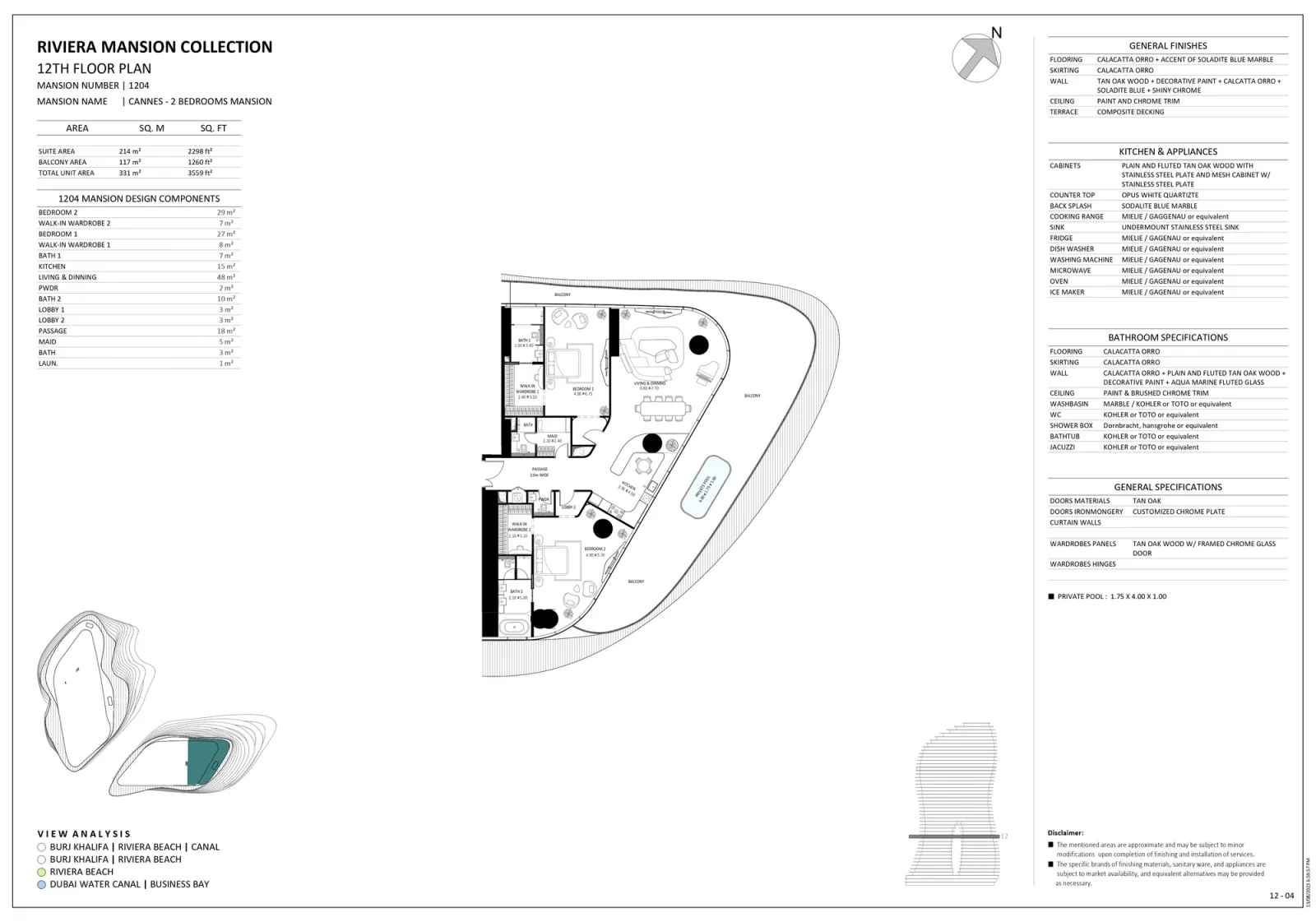 Floor plan for Unit 1204
