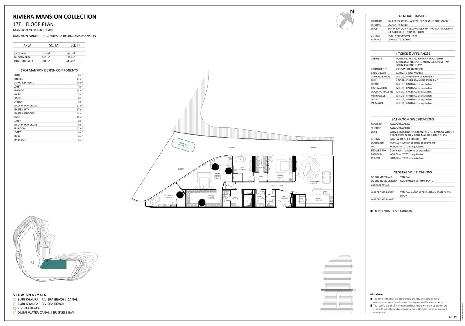 Floor plan for Unit 1704