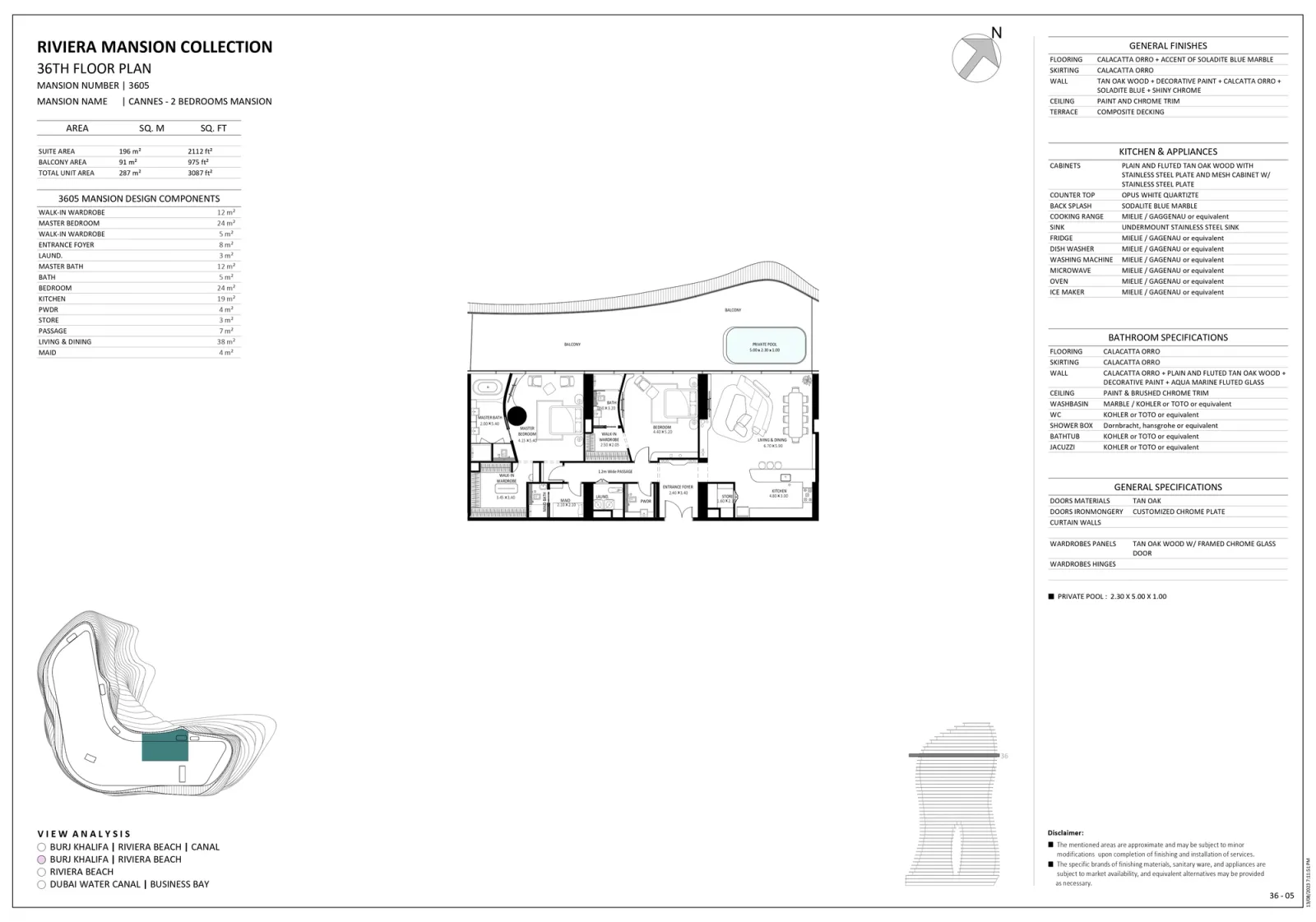Floor plan for Unit 3605