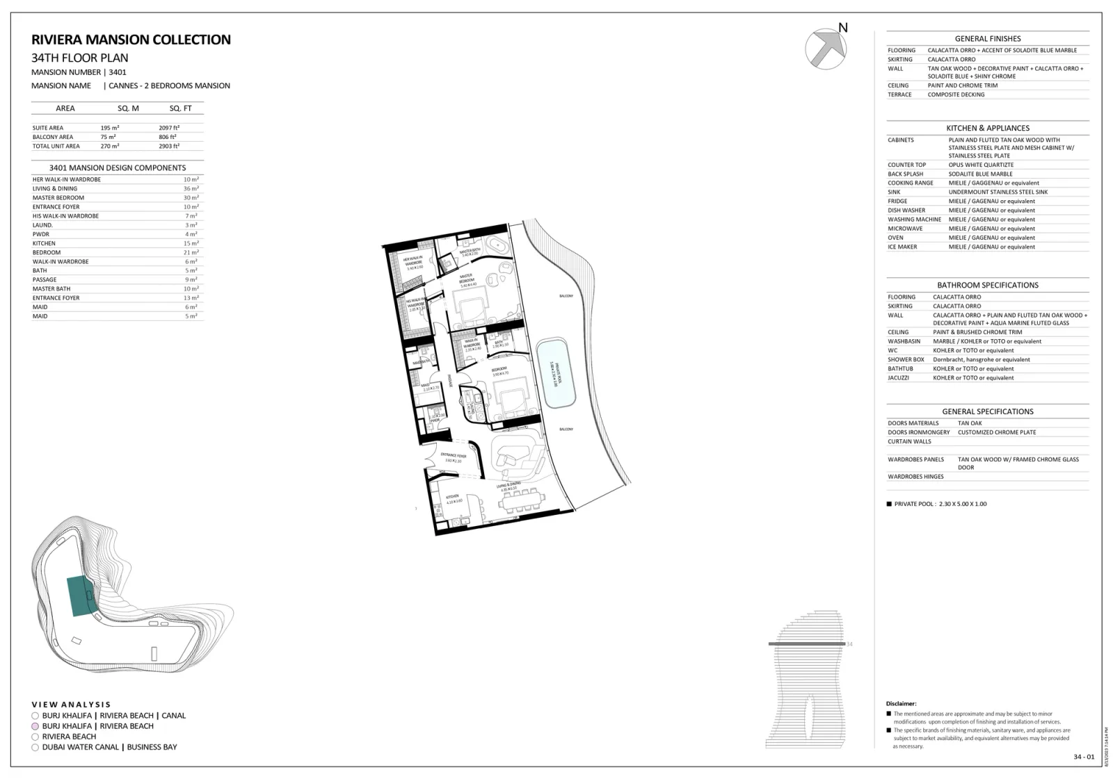 Floor plan for Unit 3401