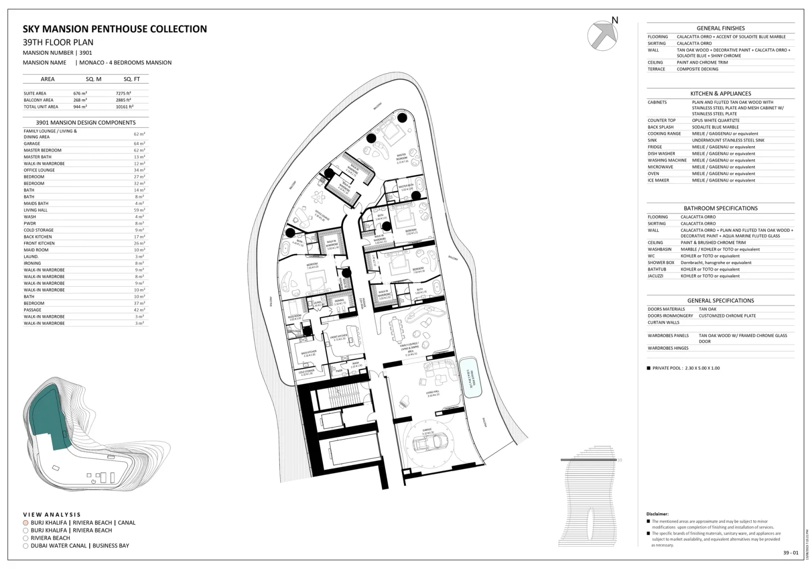 Floor plan for Unit 3901