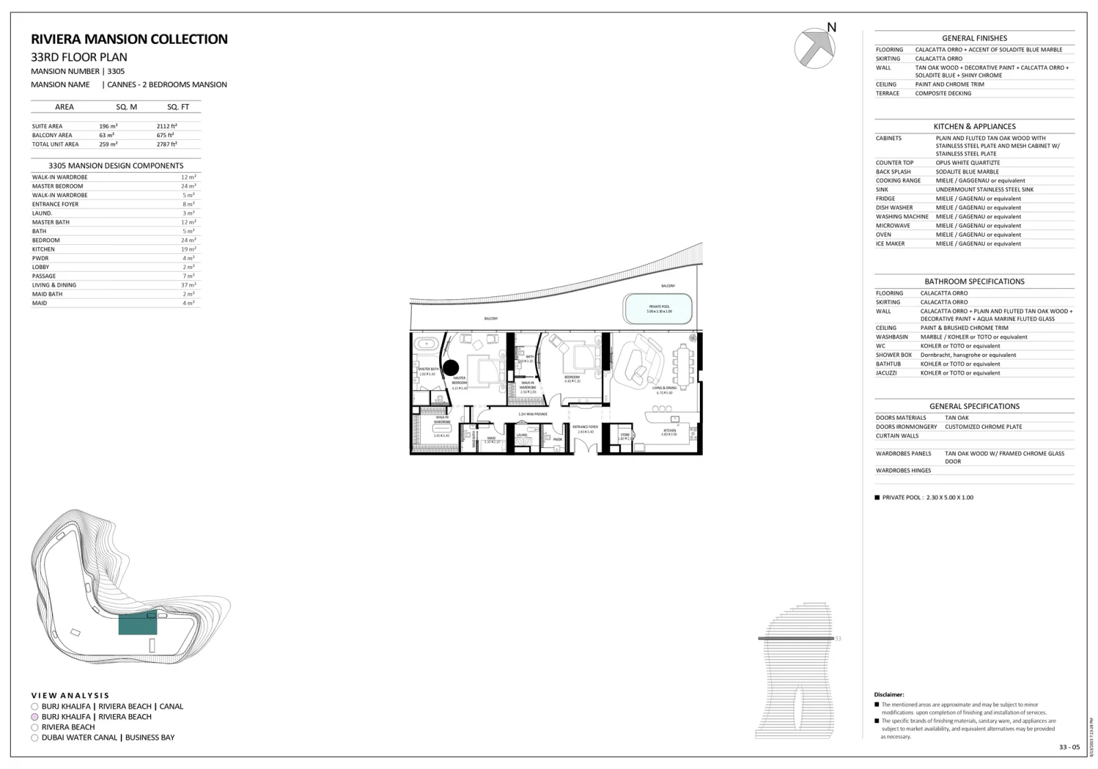 Floor plan for Unit 3305