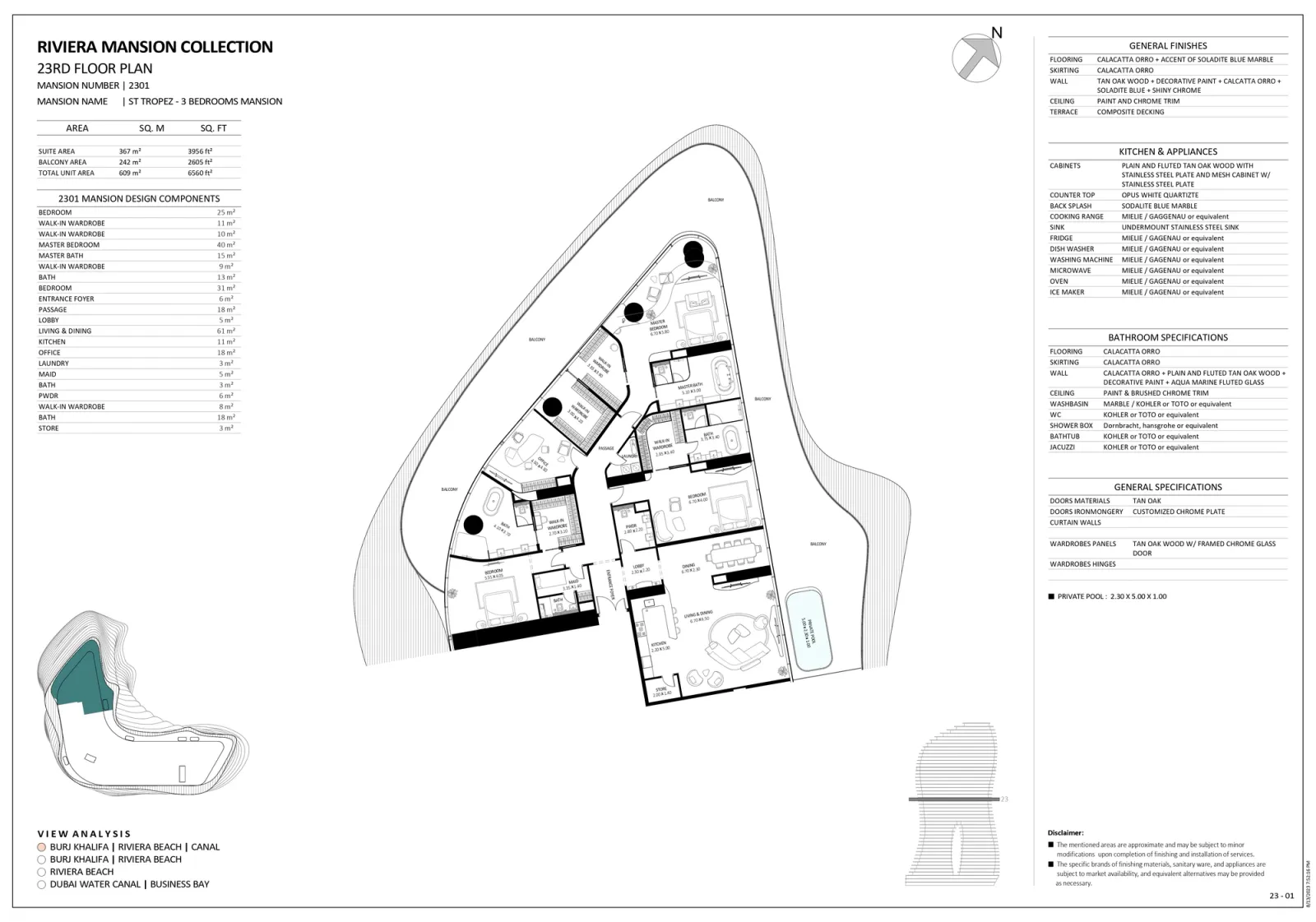 Floor plan for Unit 2301