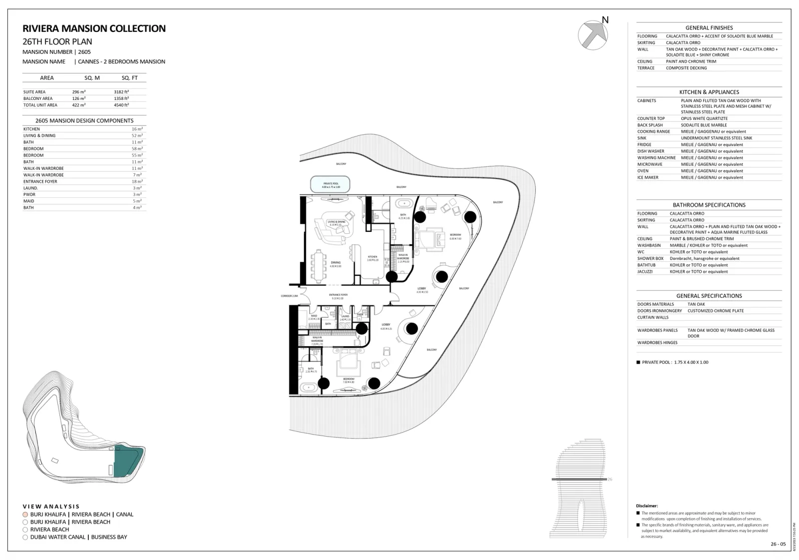 Floor plan for Unit 2605