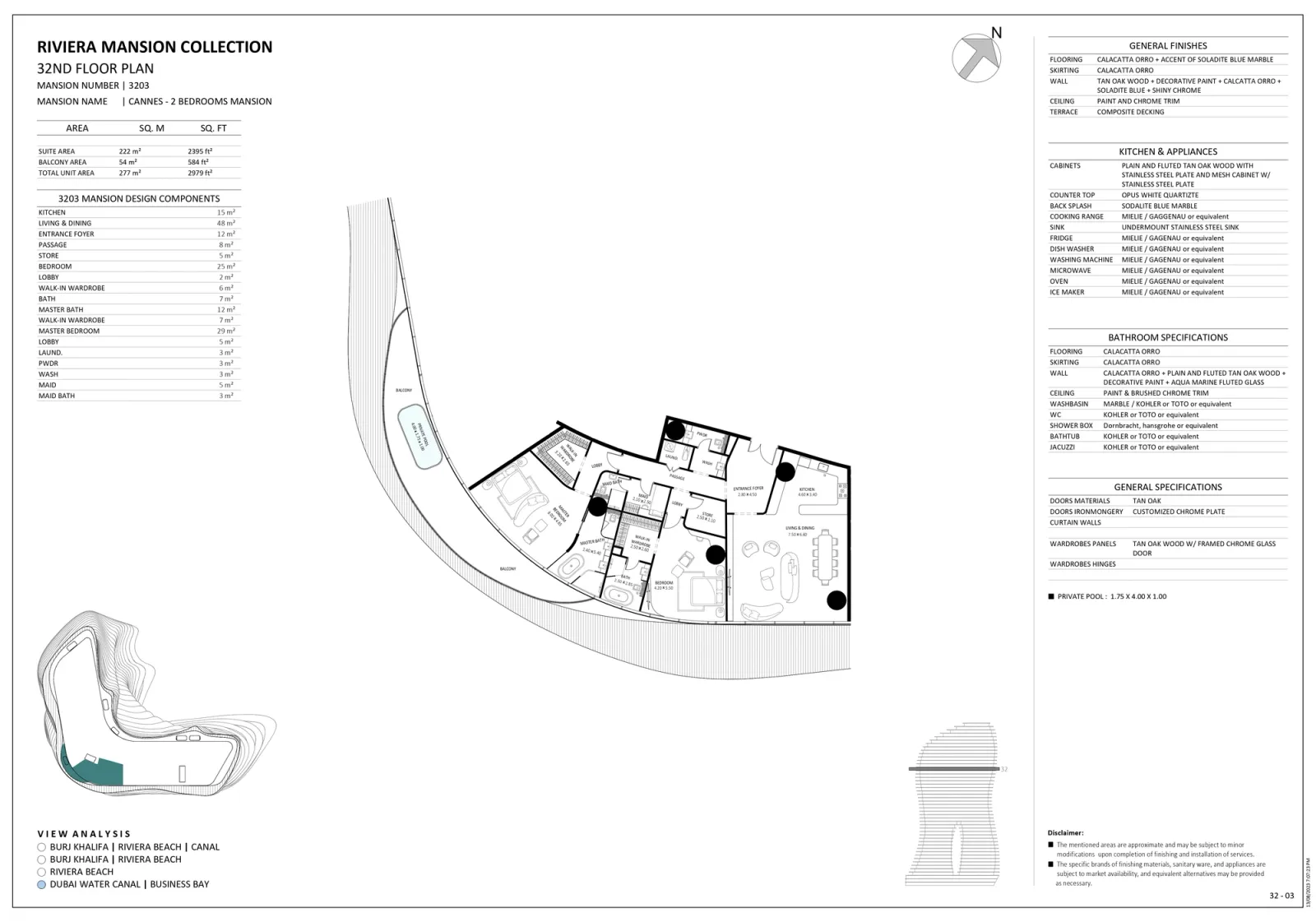 Floor plan for Unit 3203