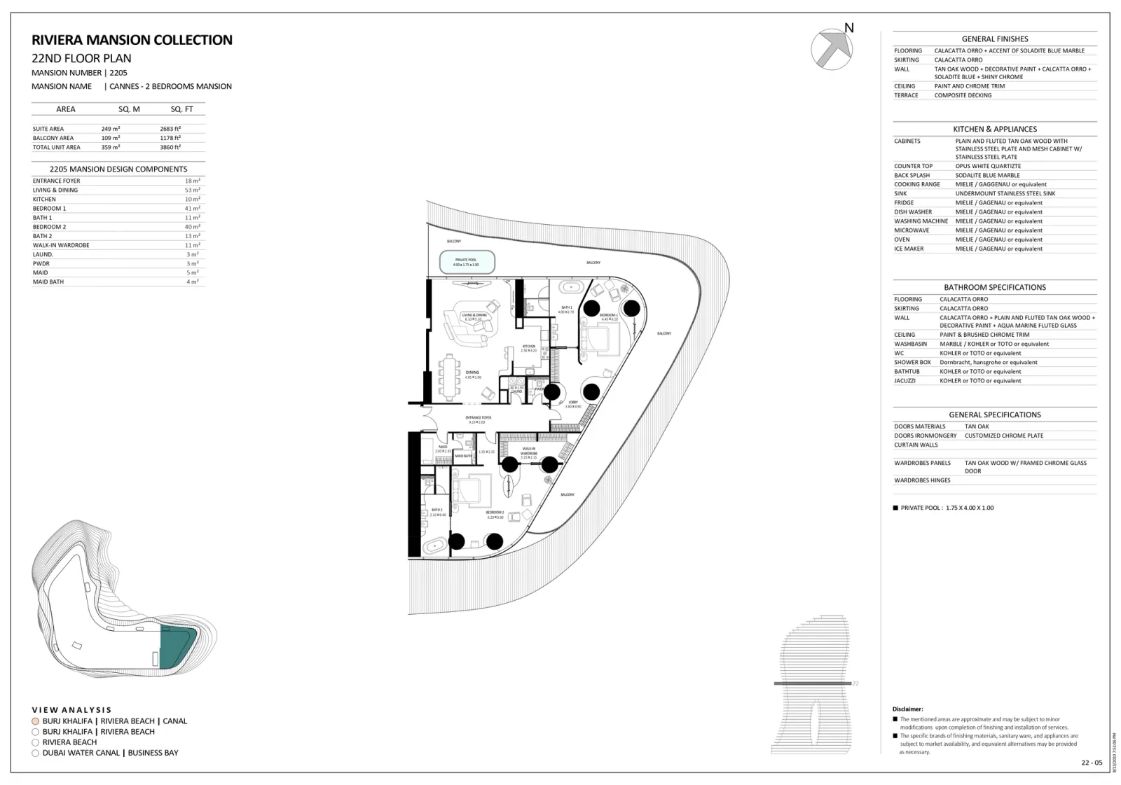 Floor plan for Unit 2205