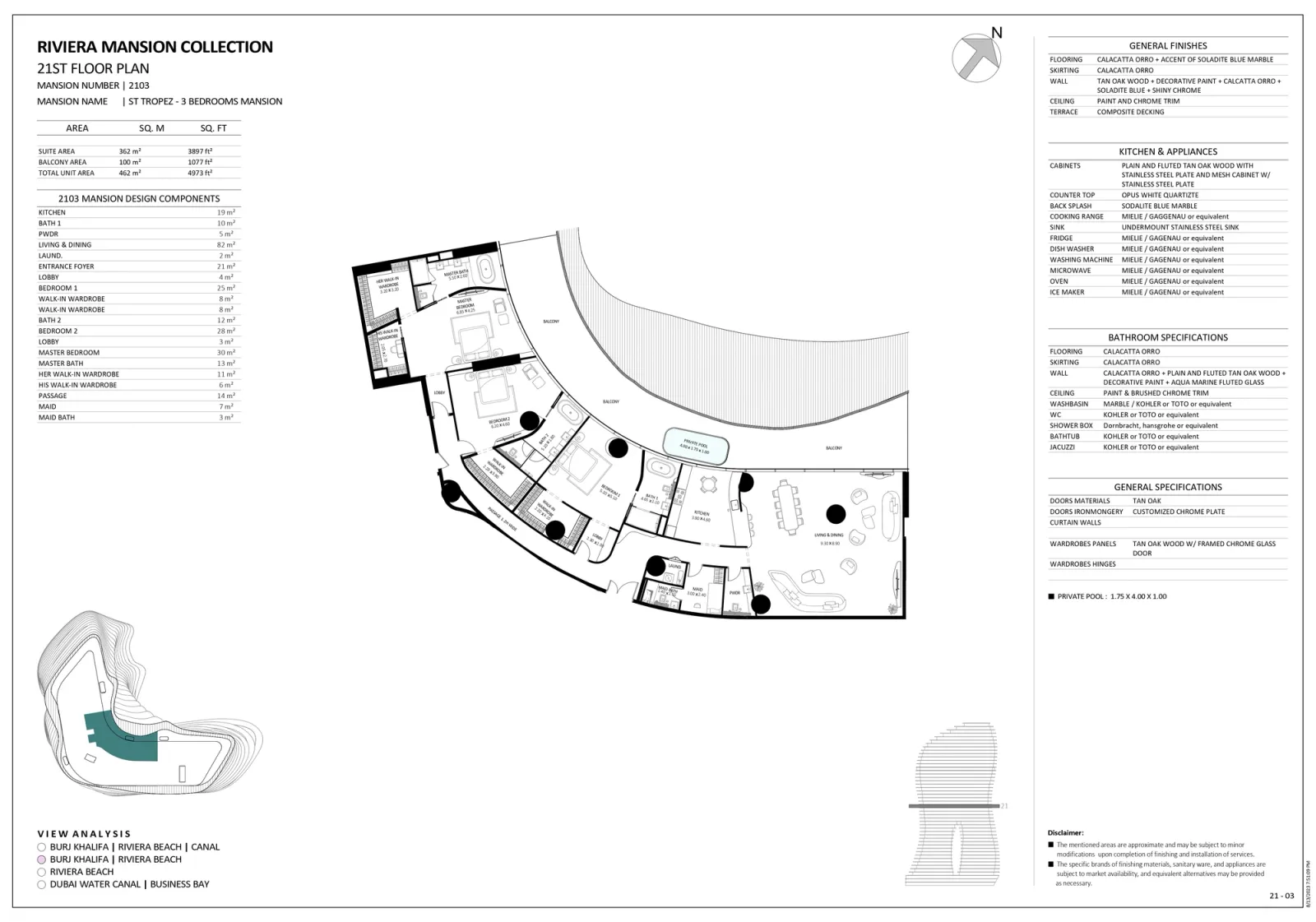 Floor plan for Unit 2103