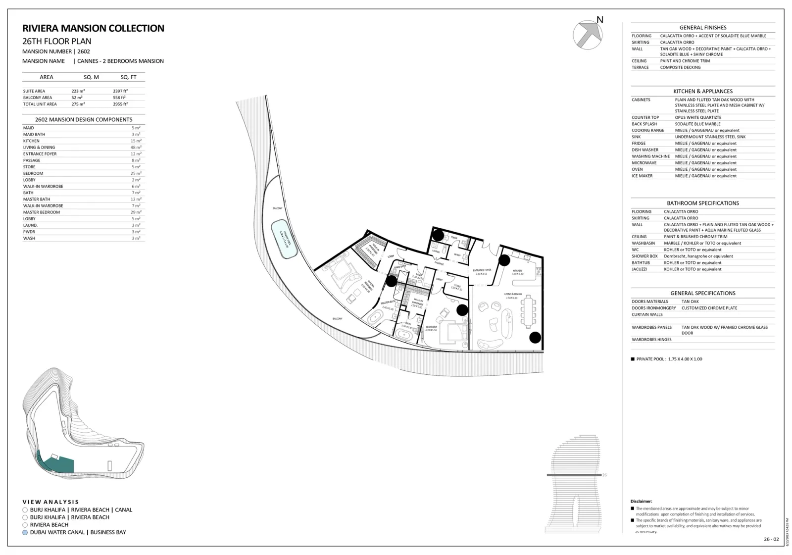 Floor plan for Unit 2602