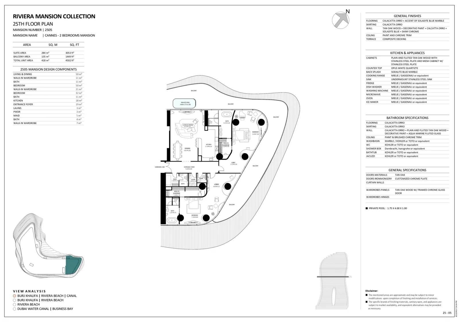 Floor plan for Unit 2505
