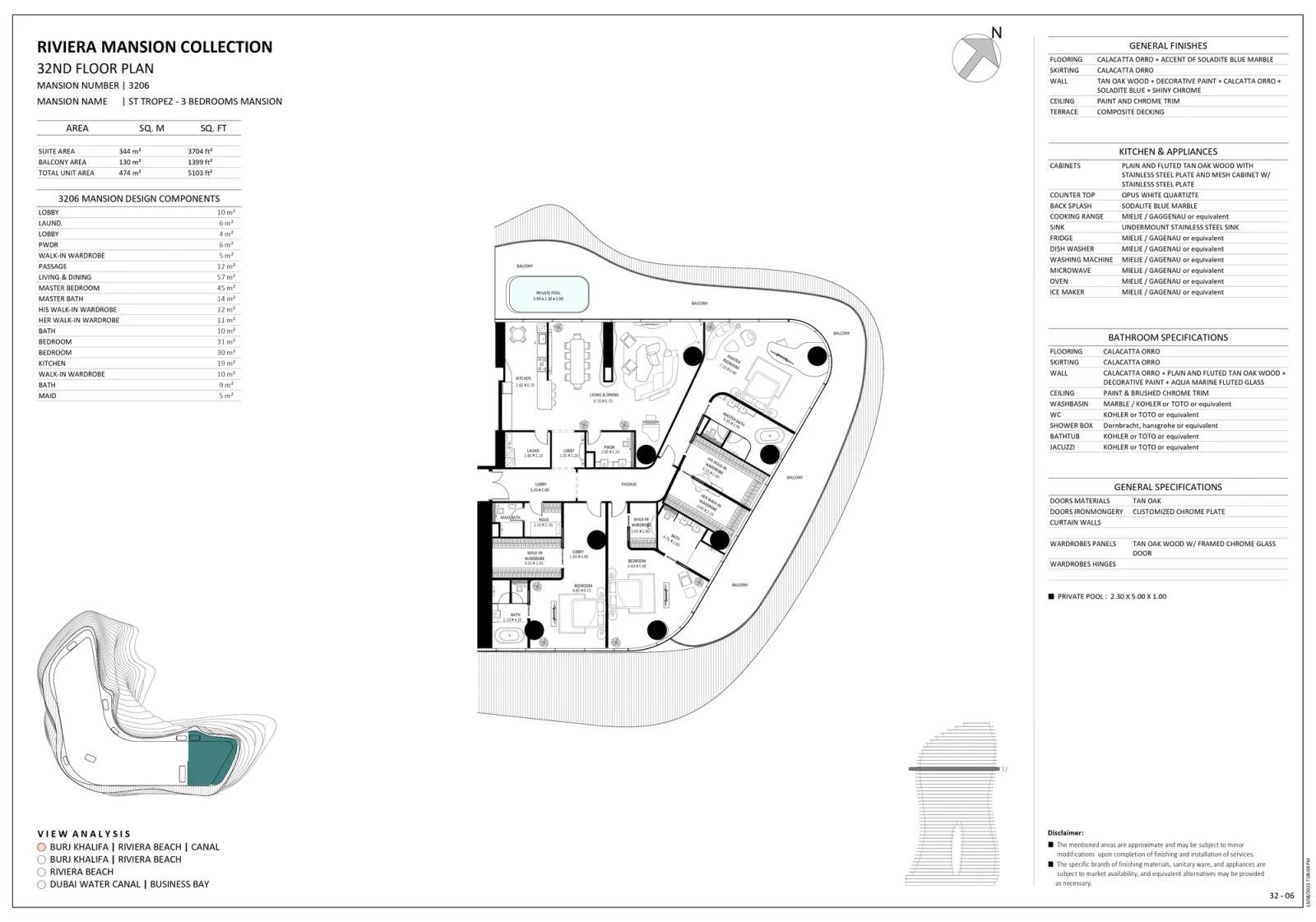 Floor plan for Unit 3206
