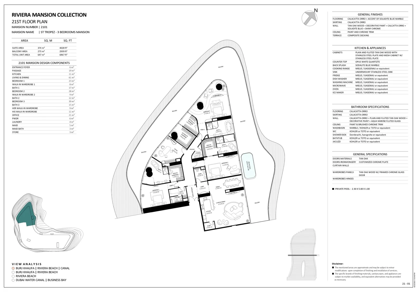 Floor plan for Unit 2101