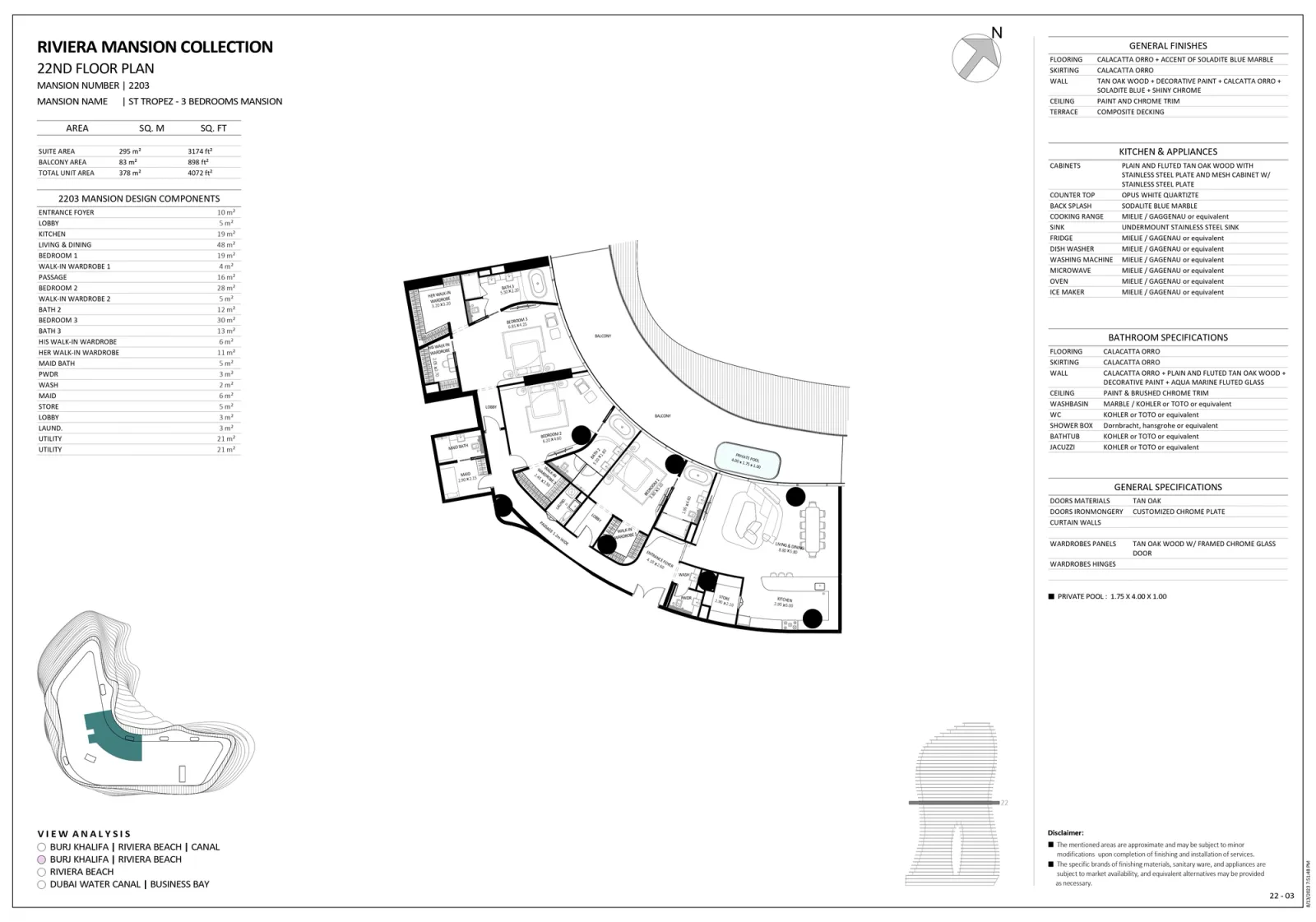 Floor plan for Unit 2203