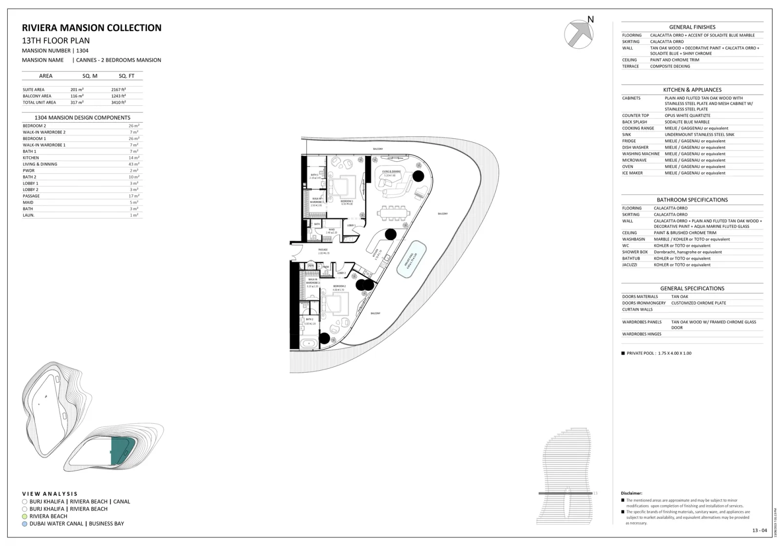 Floor plan for Unit 1304