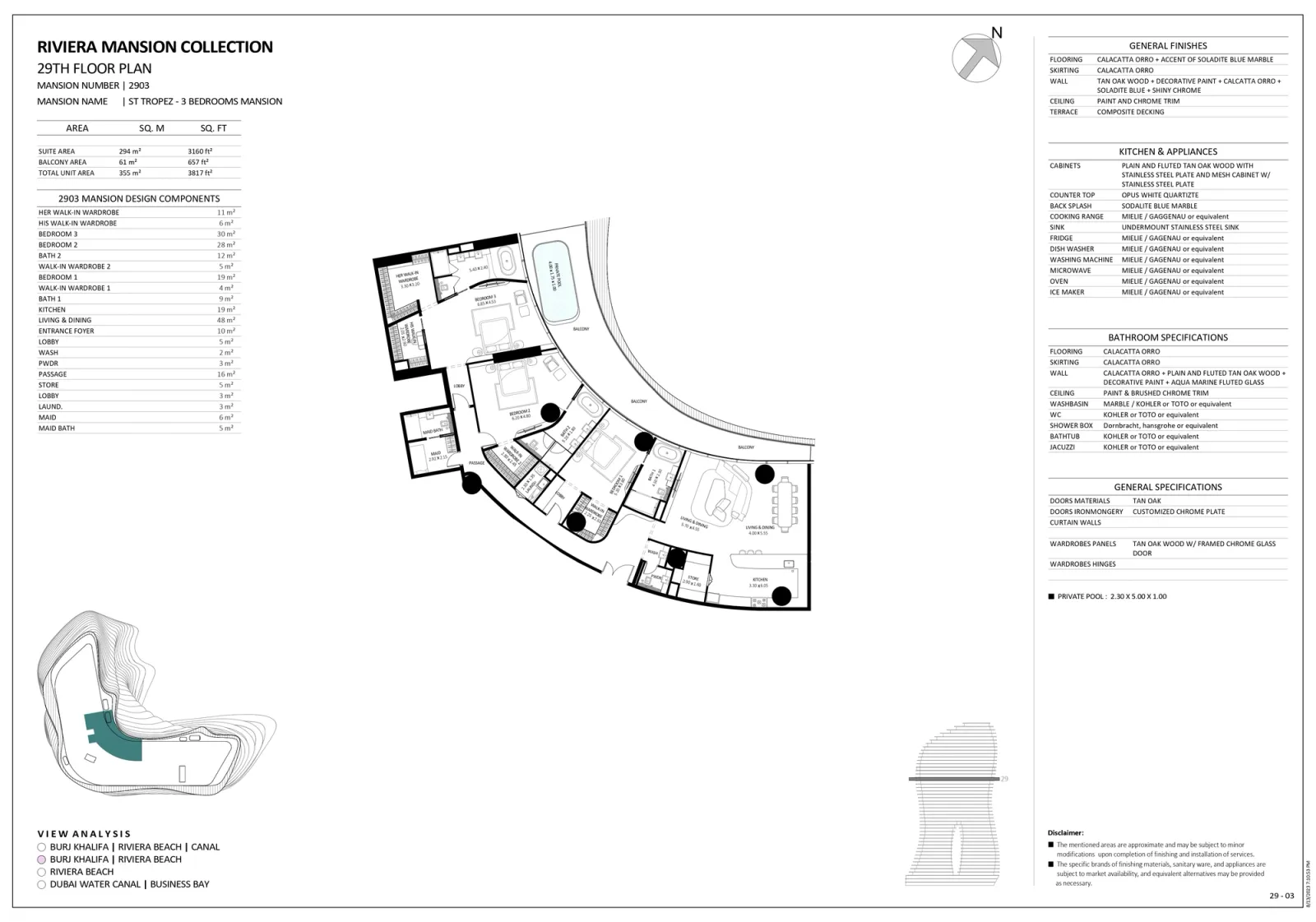 Floor plan for Unit 2903