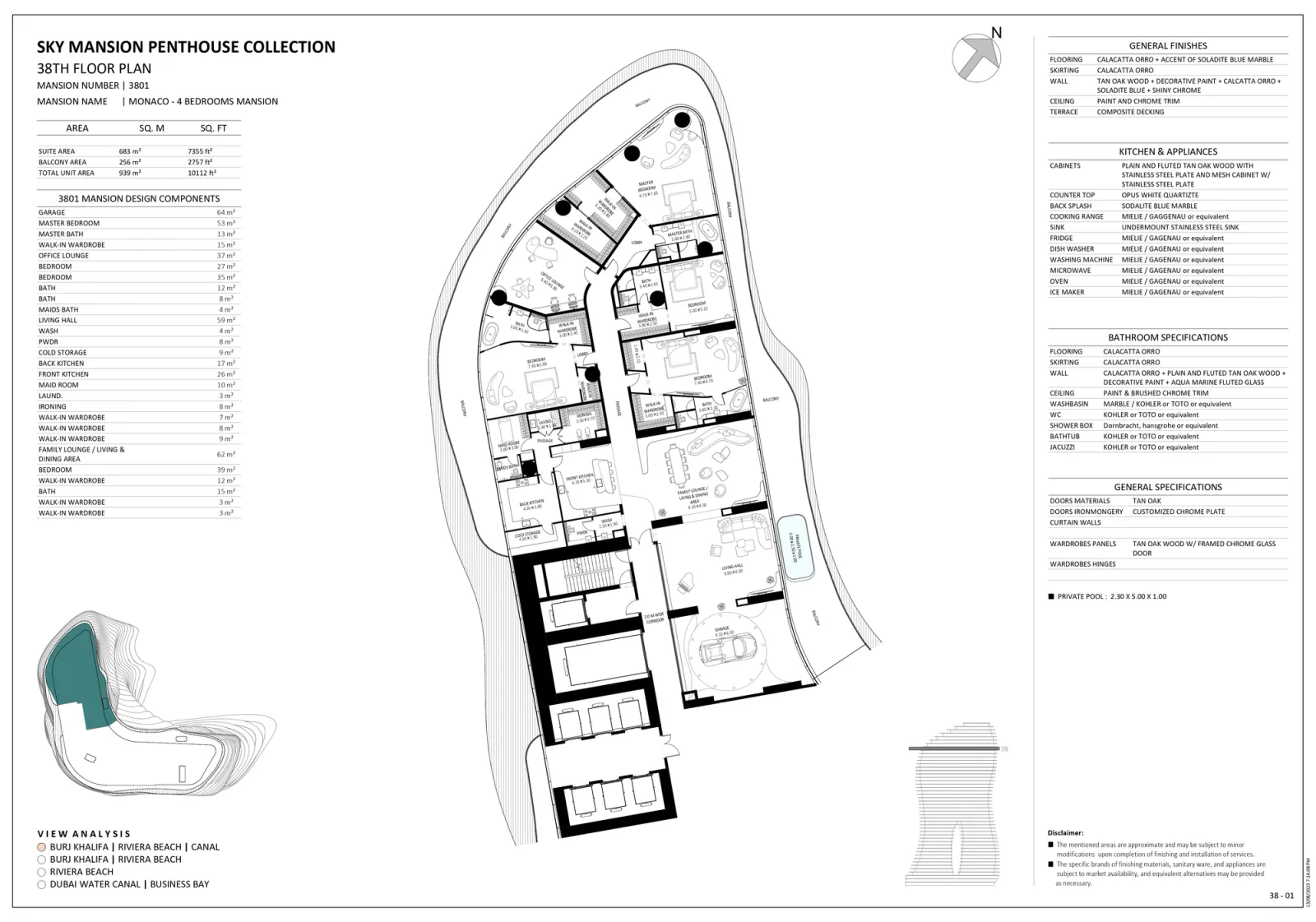 Floor plan for Unit 3801