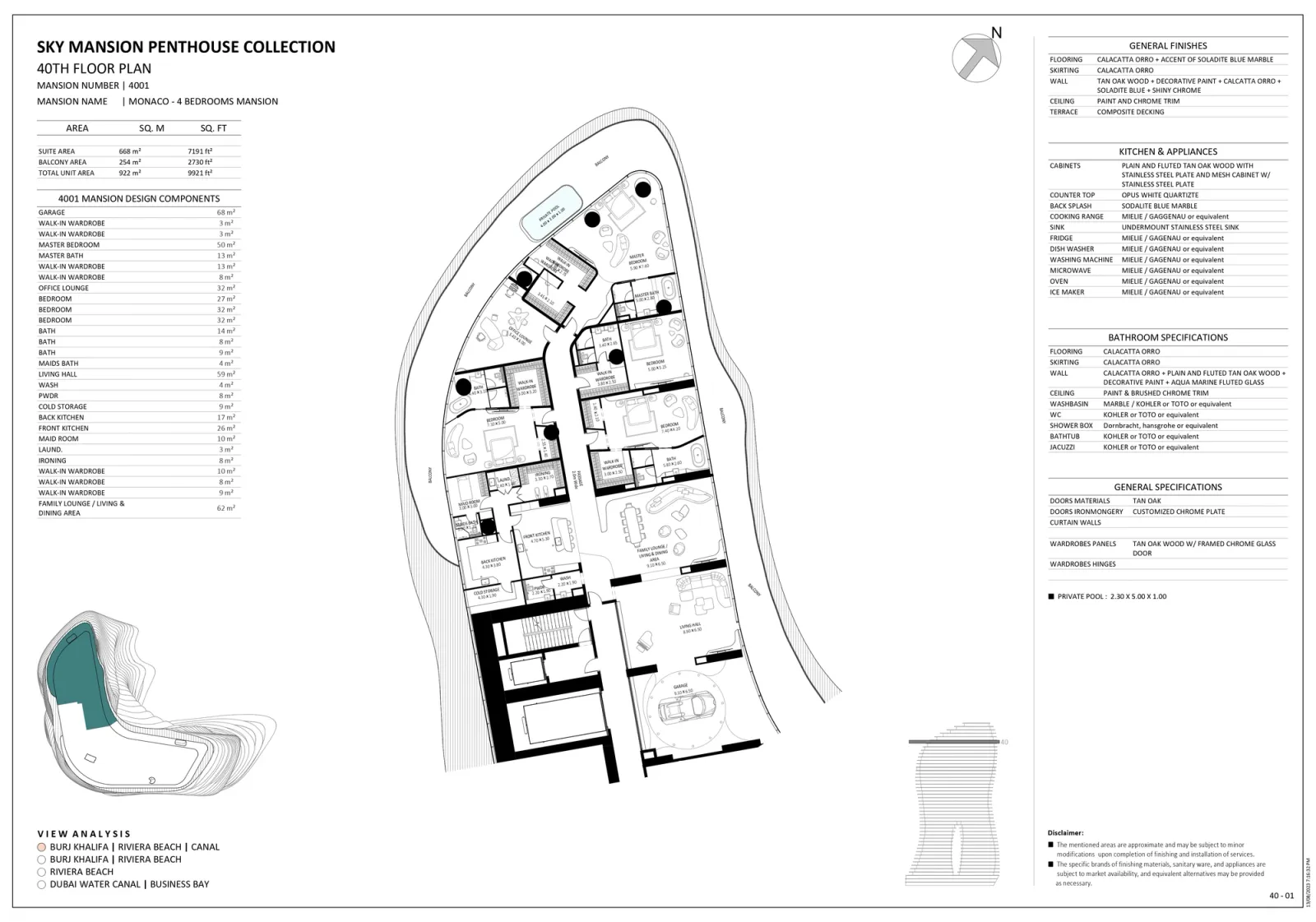 Floor plan for Unit 4001