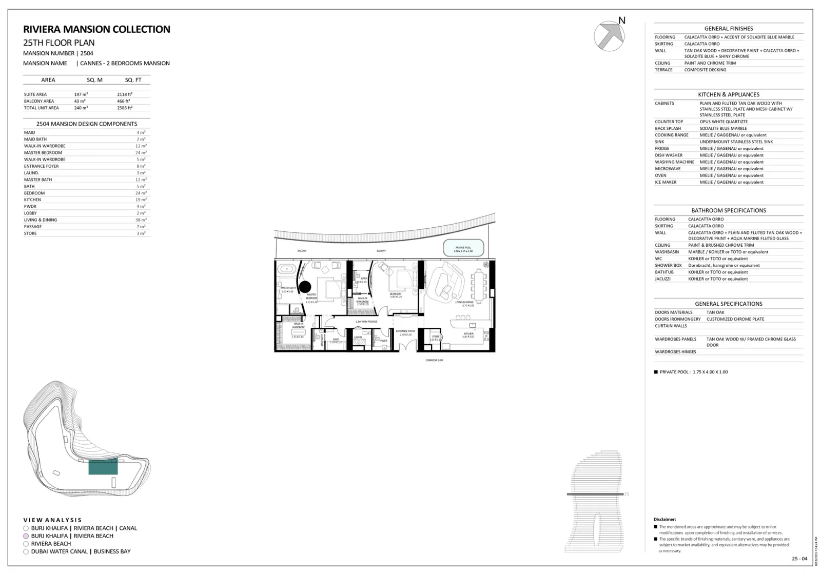 Floor plan for Unit 2504